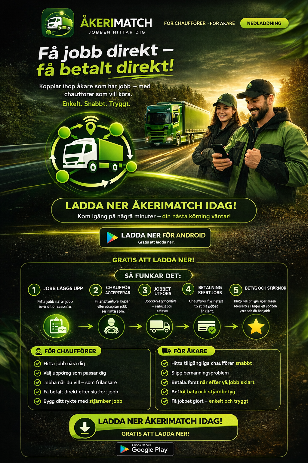 Åkerimatch landing page mockup